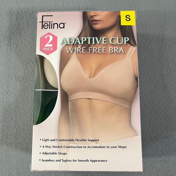 Felina Other - NEW Felina 2 Pack Adaptive Cup Wire Free Bra Light Support Smooth Seamless Sz S